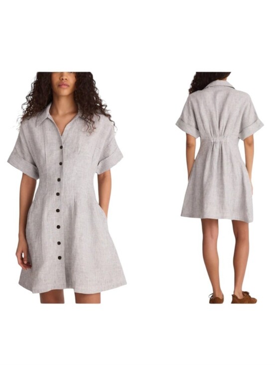Madewell Dresses & Skirts - NWT Madewell Perry Mini Shirtdress Linen black white mini stripe Size L